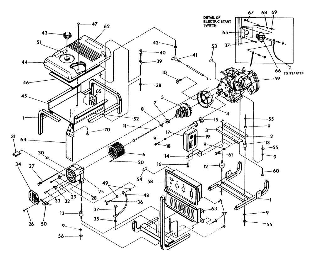 Cradle Diagram and Parts List for 9860-0-1N166  Briggs and Stratton Generator
